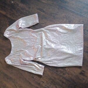 As U Wish Women's Pink Sequin 3/4 Sleeve Dress, Size Small